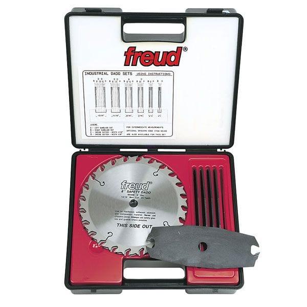 SD308 Safety Dado Set, 8" diameter, 1/4" to 13/16" cut width with 5 chippers, 5/8" arbor